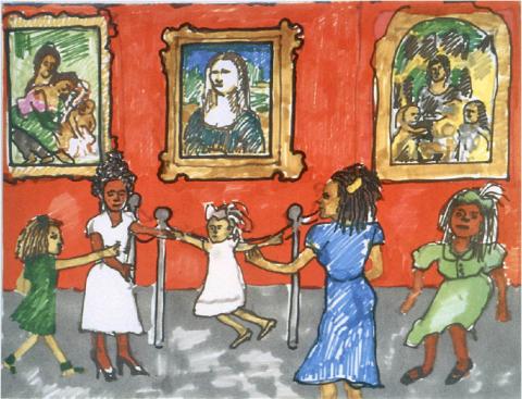 Faith Ringgold Sketch for "Dancing at the Louvre" 1990