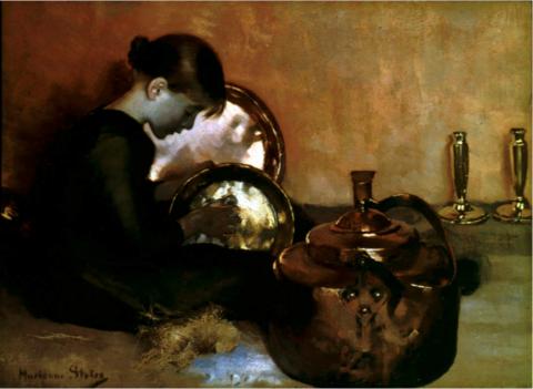 Mrianne Preindelsberger Stokes, "Polishing Pans"